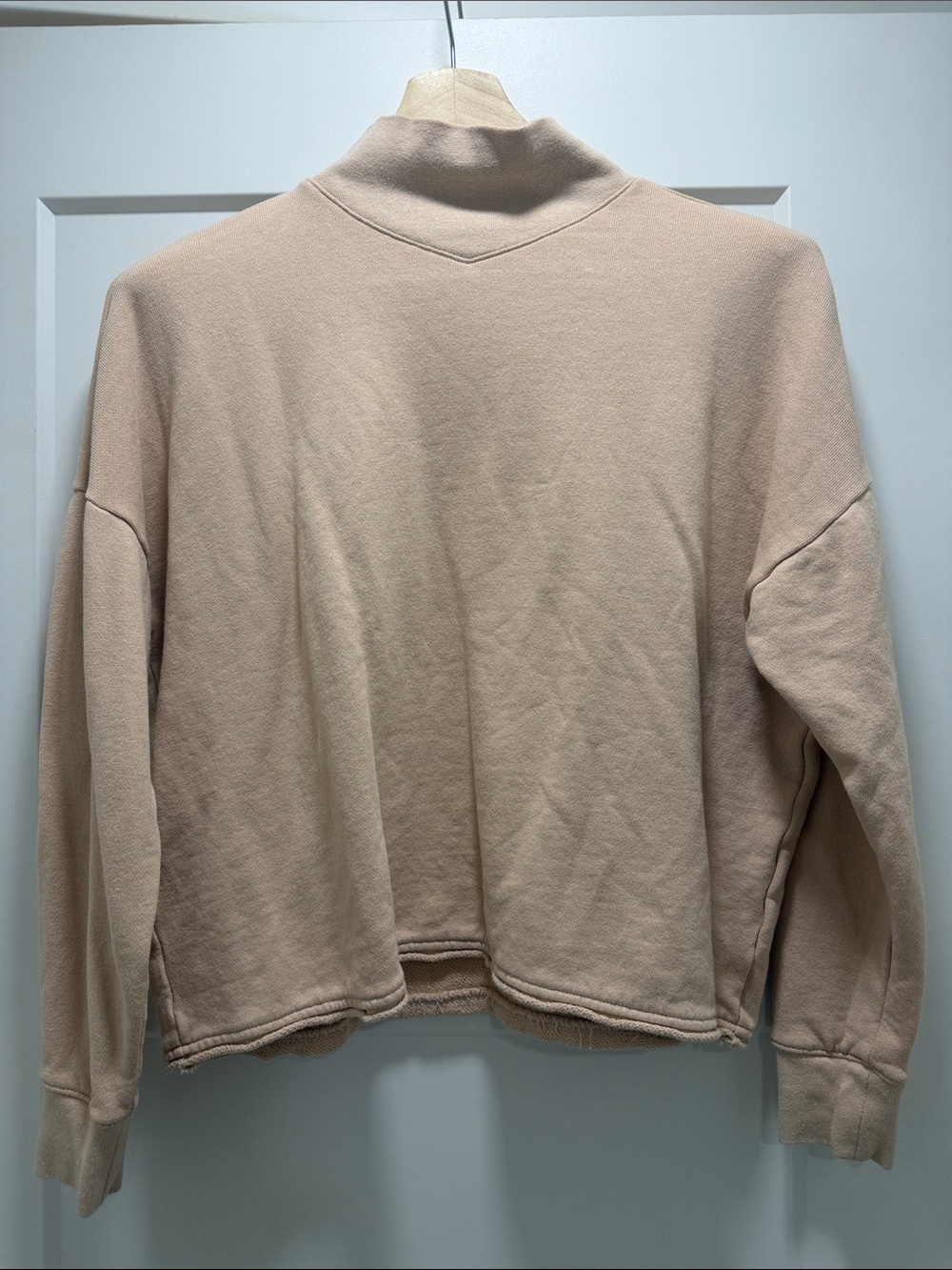 Madewell Mock Neck Sweatshirt Women’s Small Beige Cotton Hemp Pullover